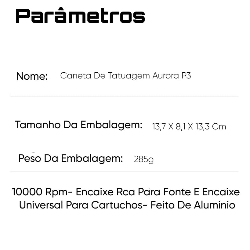 Aurora P3 - Máquina de tatuagem